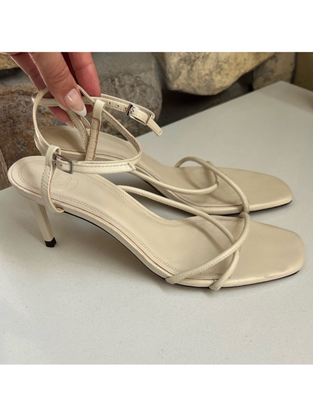 Massimo Dutti Leather Heel Sandals Size 40